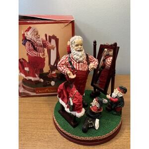 GRANDEUR NOEL Collectors Edition Fabric Mache Santa Elves Saint Nick Coat Mirror